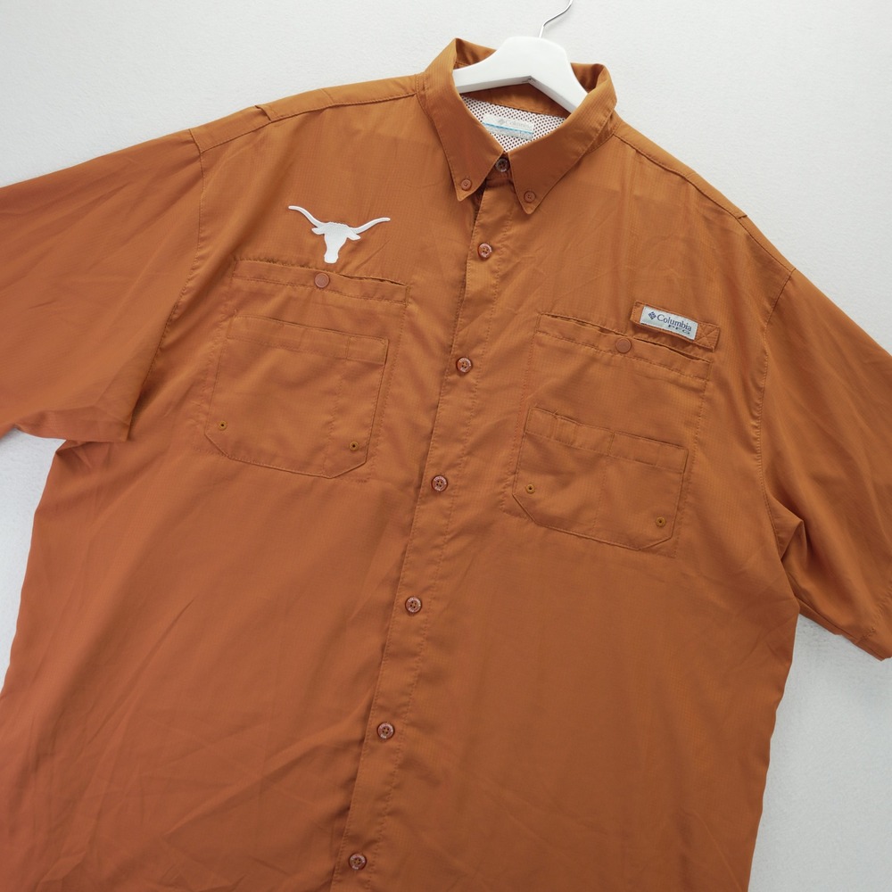 Columbia PFG Texas Longhorns Shirt Mens XL Orange Tamiami II Fishing SS